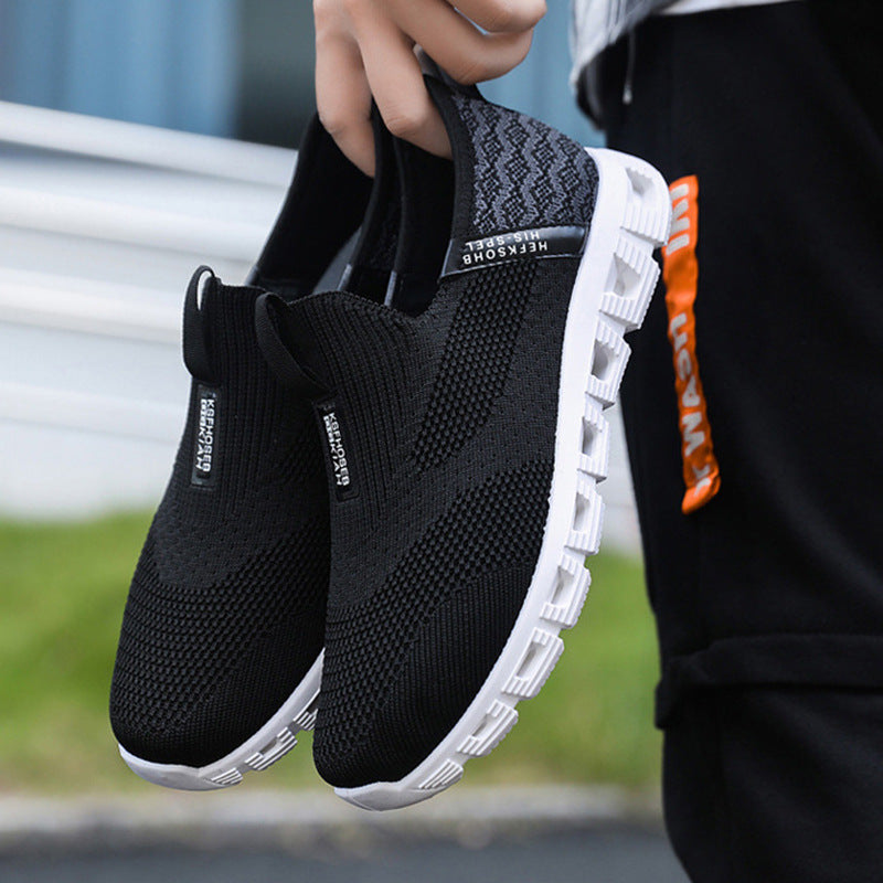 Damen Atmungsaktive Slip-On Sneakers mit elastischem Strickoberteil und rutschfester Sohle EB