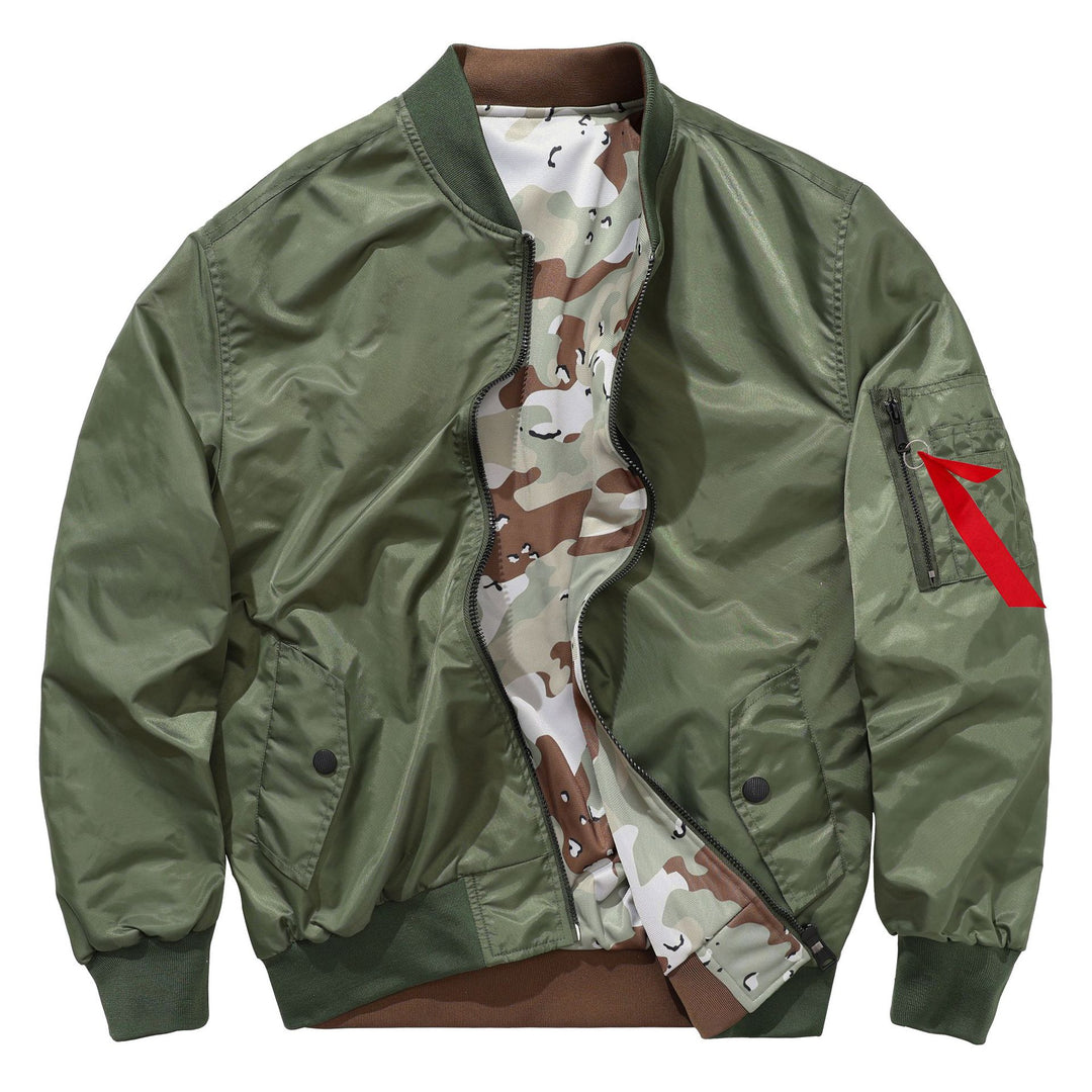 Men's  MA-1 flight bomber jacket with camouflage lining sleeve utility pocket EB