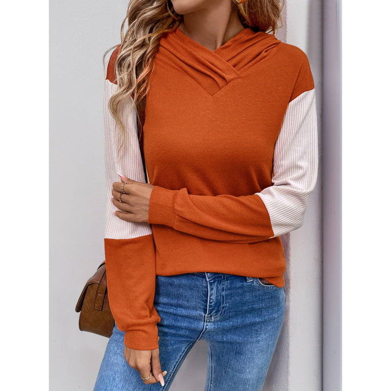 Damen Kapuzenpullover mit modernem Farbmix und strukturiertem Stoff EB