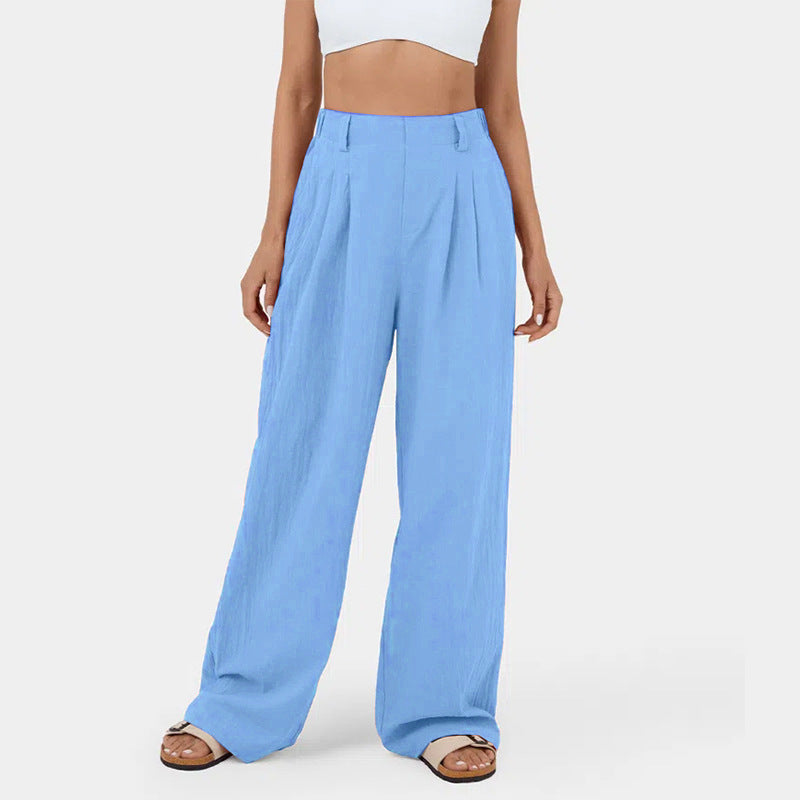 Damen Weite Chinohose mit elegantem Faltenwurf und seitlichen Taschen EB