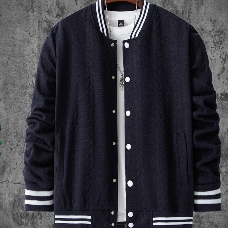 Herren stylische Bomberjacke mit strukturiertem Strickmuster und sportlichen Akzenten EB