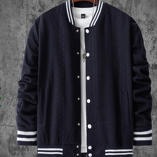 Herren stylische Bomberjacke mit strukturiertem Strickmuster und sportlichen Akzenten EB