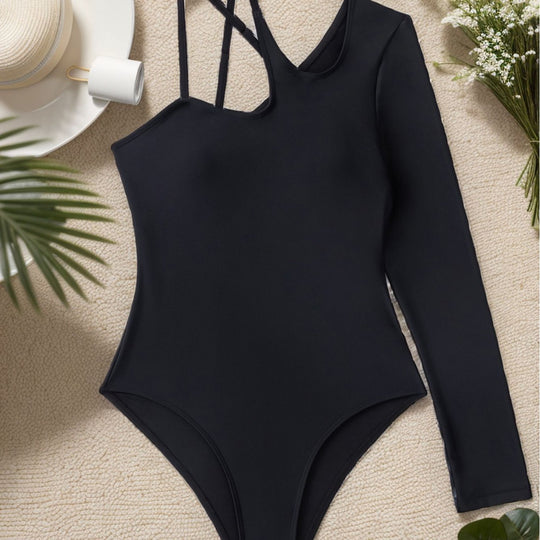 Damen Asymmetrischer Einteiler mit langem Arm EB