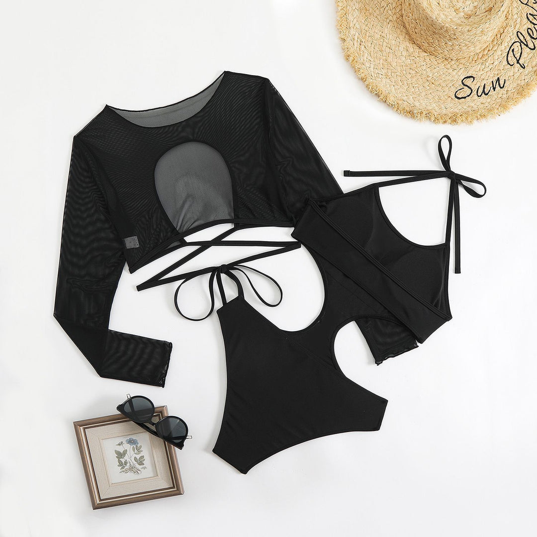 Damen Crop-Top Bikini-Set mit stilvollem Überwurf EB