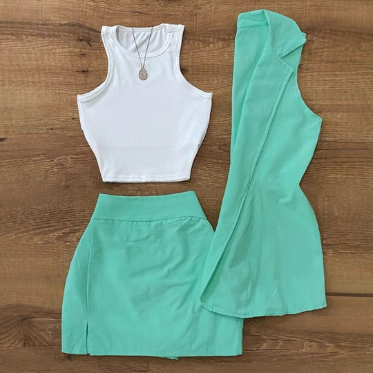 Damen sportliches Crop-Top und Minirock Set EB