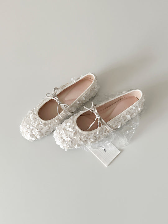 Damen Ballerinas mit romantischen Blütenapplikationen EB