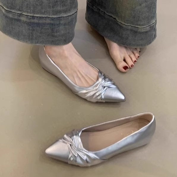 Damen elegante spitze Ballerinas mit modischer Schleifenapplikation EB
