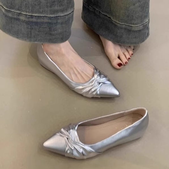 Damen elegante spitze Ballerinas mit modischer Schleifenapplikation EB