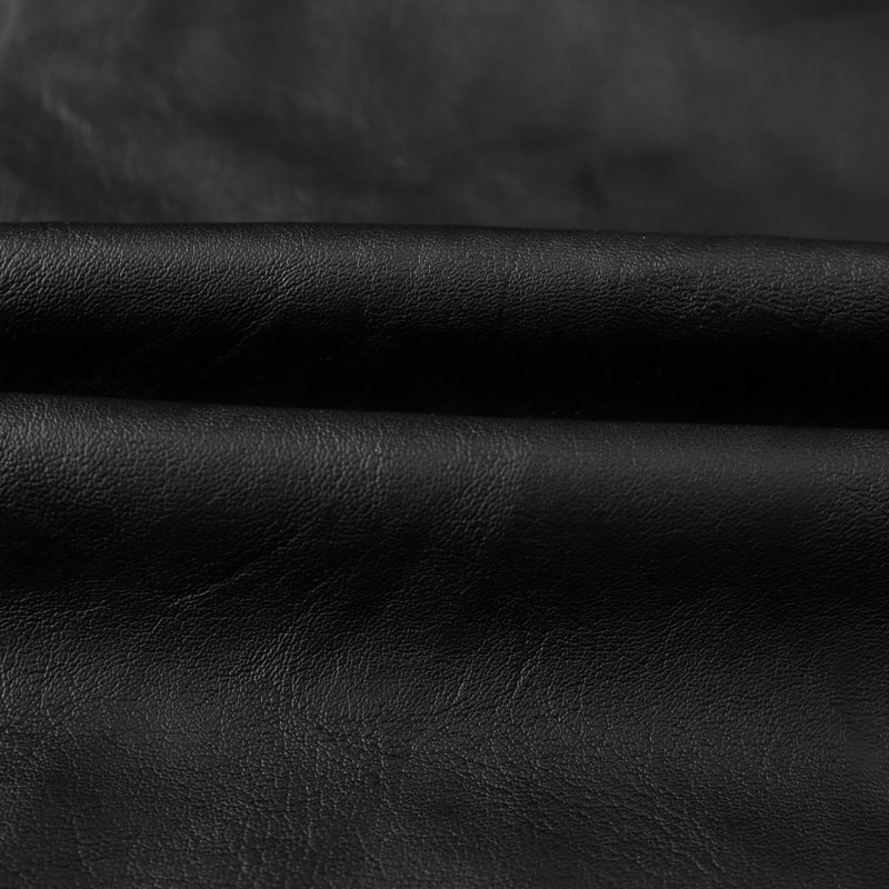 Herren Motorrad-inspirierte Lederoptikjacke mit Stehkragen und Ziernähten EB
