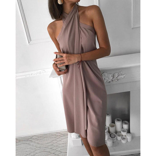 Damen Halterkleid mit elegantem Drapierungseffekt EB