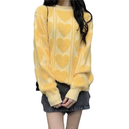 Damen kuscheliger Pullover mit abwechslungsreichem Muster und lässigem Schnitt EB