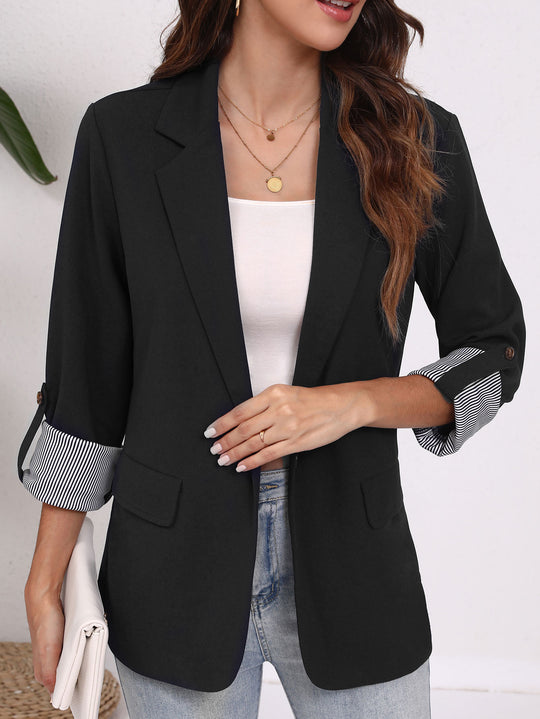 Damen Strukturierter Blazer mit modischem Kontrastärmel EB