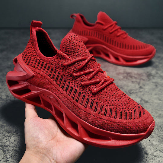 Unisex atmungsaktive Strick‑Runner mit skulpturierter Hohlkammer‑Plattform und flexibler Trail‑Laufsohle EB