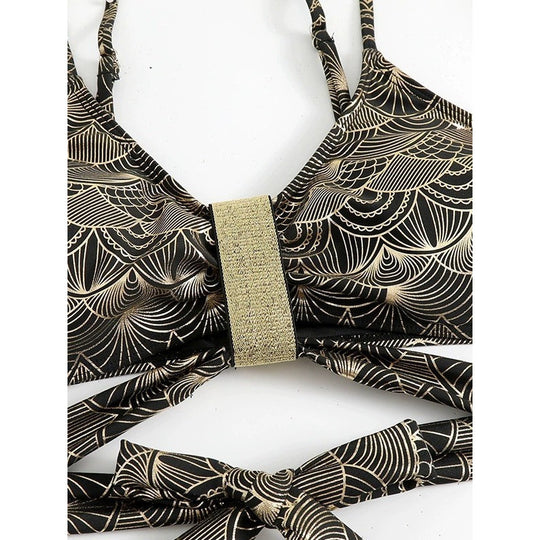 Damen Triangel-Bikini mit glamourösem Wickel-Design und eleganten Akzenten EB