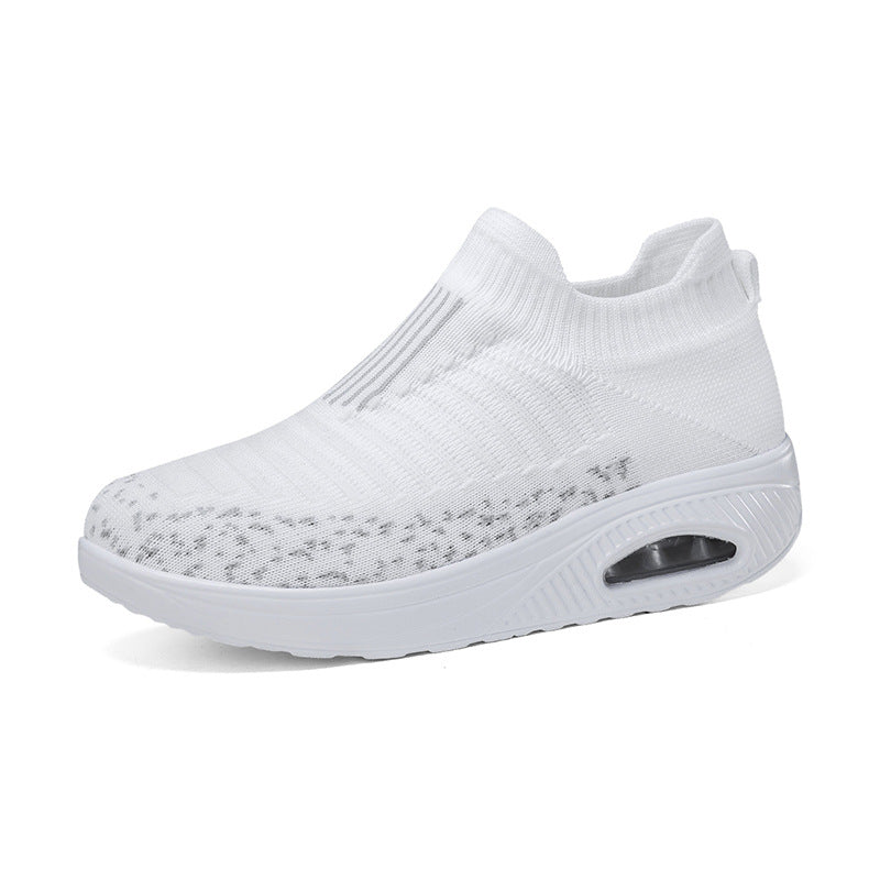 Damen nan gestrickter Schlupf-Walking-Sneaker mit anatomischer Pronationsstütze, Luftpolster-Zwischensohle und sockenähnlichem Schaft EB