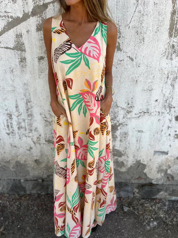 Damen Sommerliches Maxikleid mit buntem Tropenmuster EB