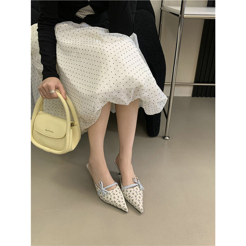 Damen elegante Mules mit zartem Schleifendetail EB