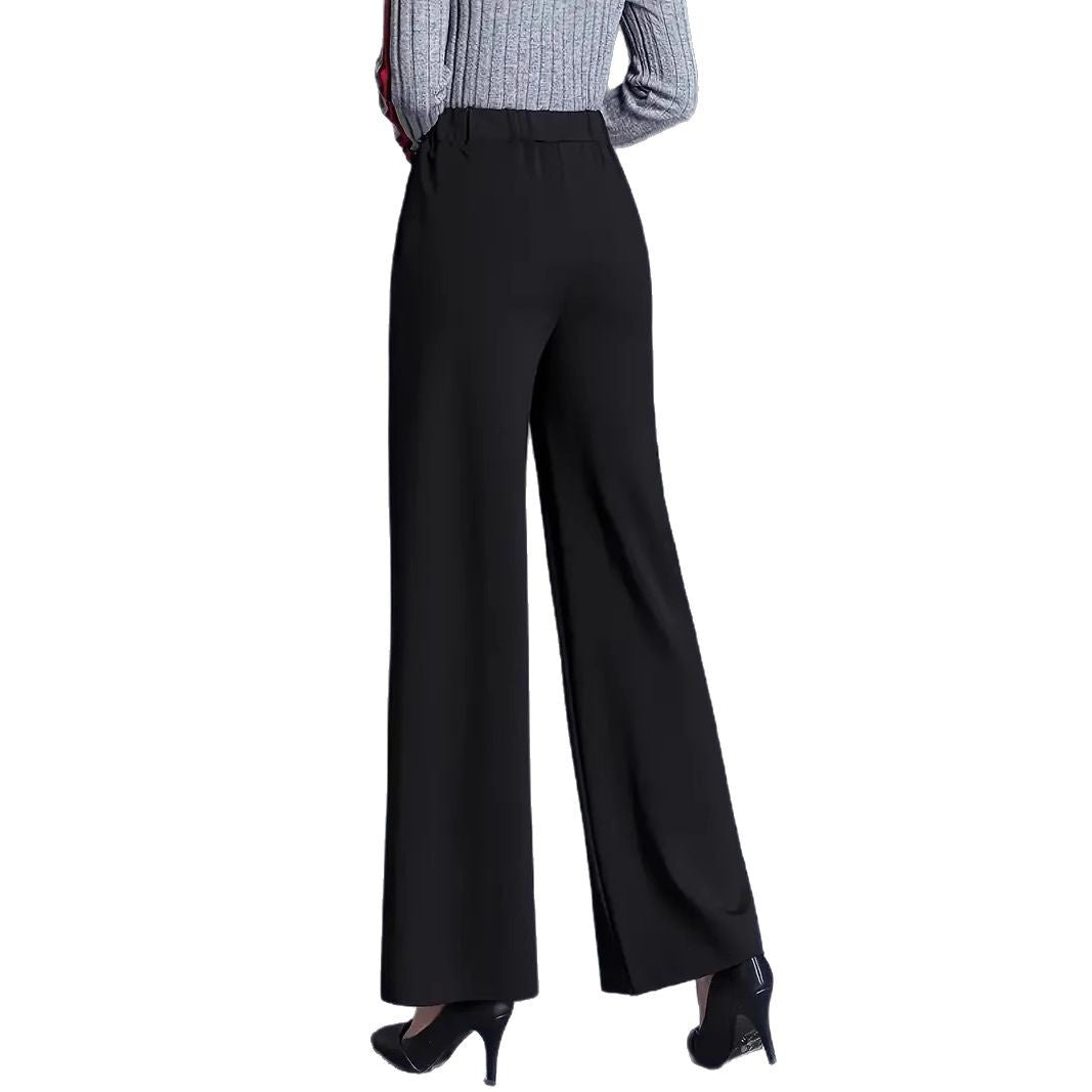 Damen Weit geschnittene High-Waist-Hose mit eleganten Bügelfalten EB