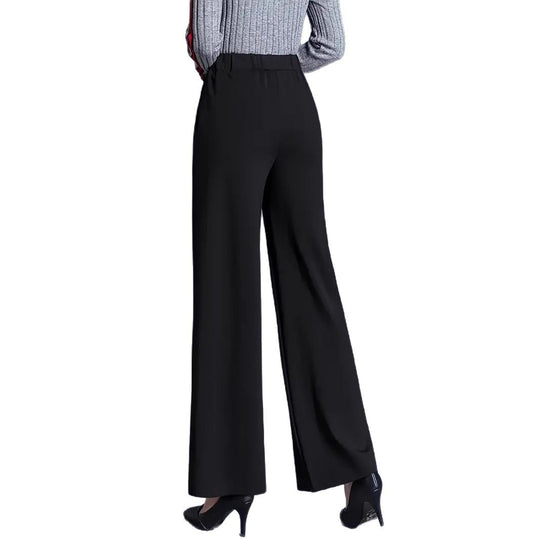 Damen Weit geschnittene High-Waist-Hose mit eleganten Bügelfalten EB