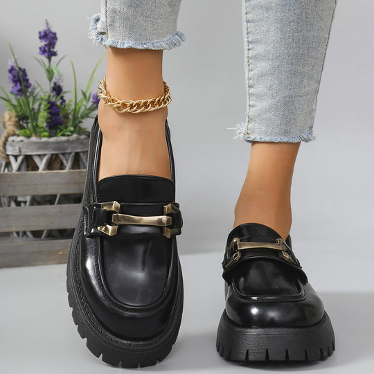 Damen Mokassins mit Glanz-Details und robustem Laufsohle EB