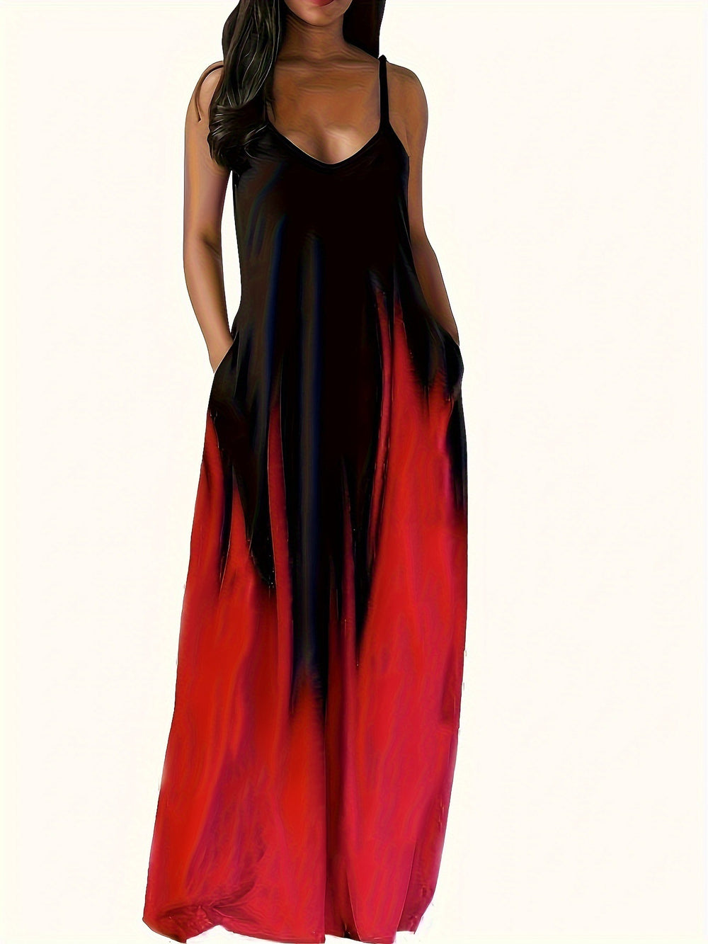 Damen Maxikleid mit elegantem Schnitt und seitlichen Taschen EB