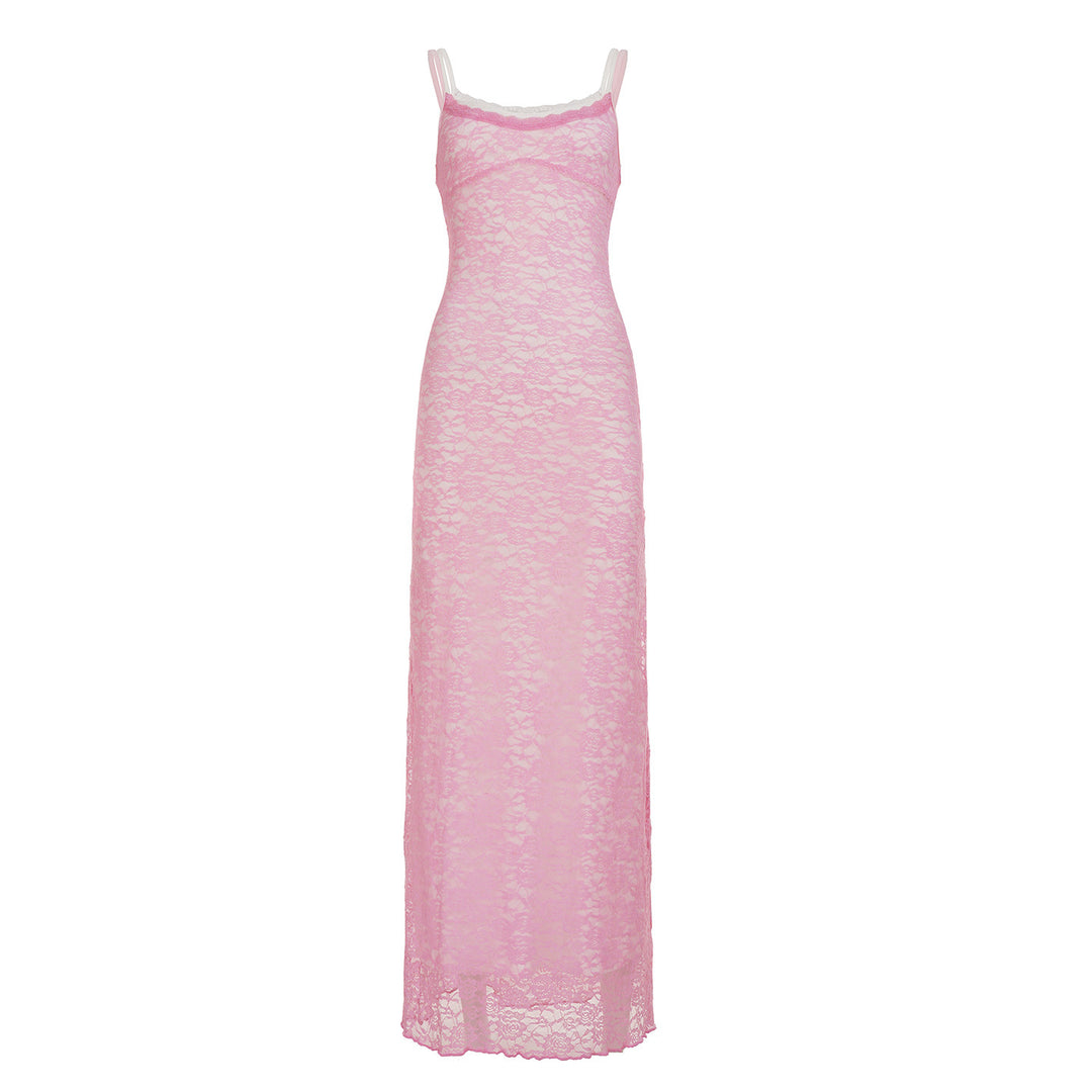 Damen Spitzen-Maxikleid mit verstellbaren Trägern EB