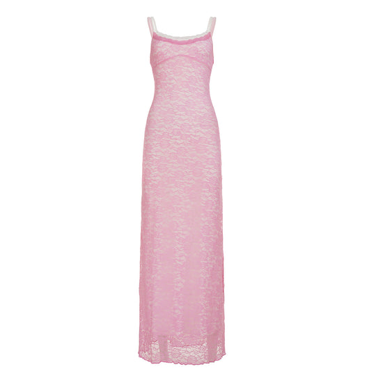 Damen Spitzen-Maxikleid mit verstellbaren Trägern EB