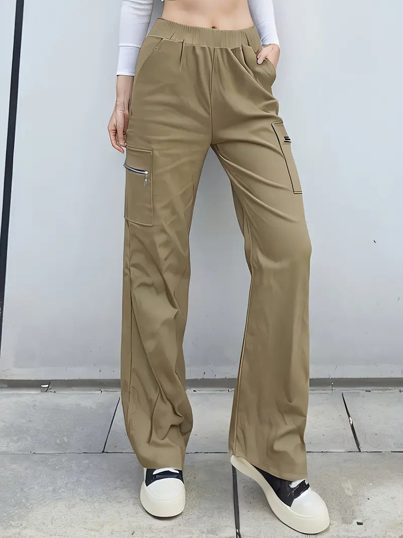 Damen Bequeme Cargo-Hose mit elastischem Bund EB