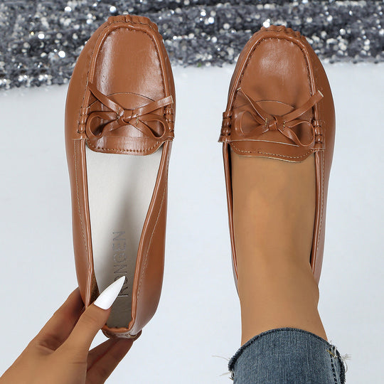 Damen Mokassins mit elegantem Schleifenakzent und weicher Sohle EB