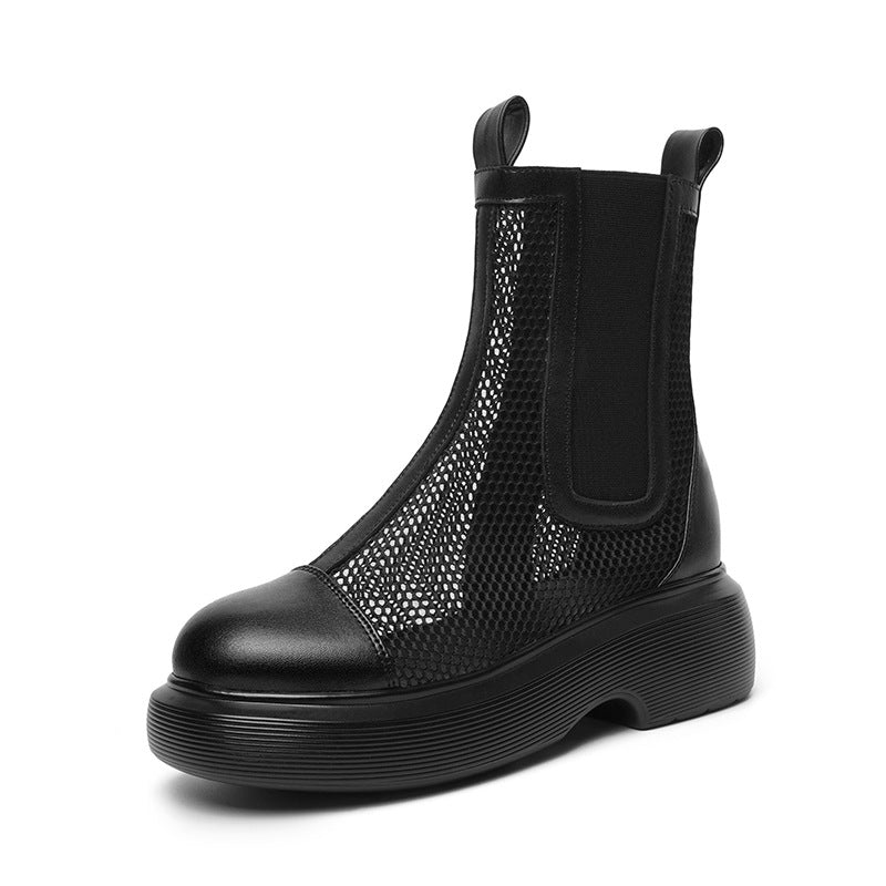 Damen Trendige Stiefeletten mit atmungsaktivem Netzdesign und robustem Plateau EB