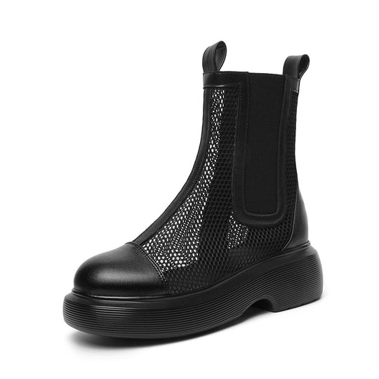 Damen Trendige Stiefeletten mit atmungsaktivem Netzdesign und robustem Plateau EB