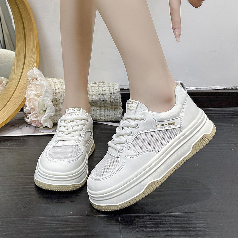 Damen Sportliche Sneakers mit hohem Plateau und atmungsaktiver Oberfläche EB
