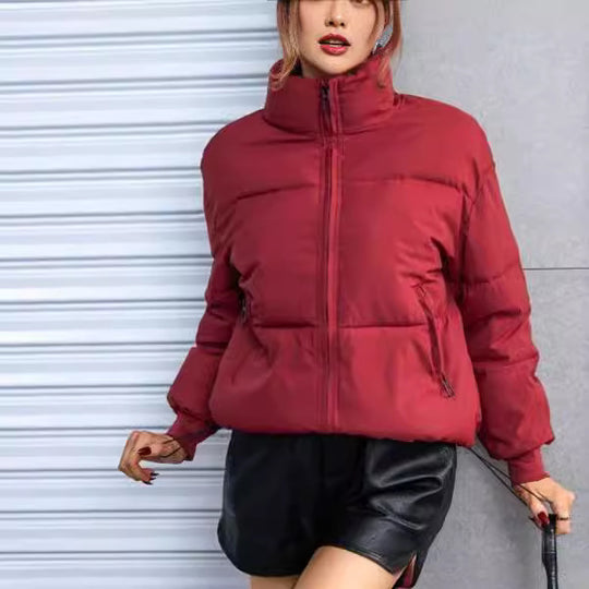 Damen Winter-Steppjacke mit hochschließendem Kragen und praktischen Reißverschlusstaschen EB
