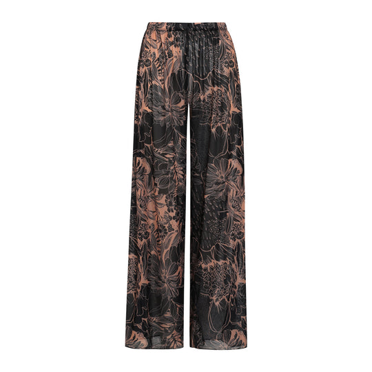 Damen Palazzo-Hose mit floralem Design und elastischem Bund EB