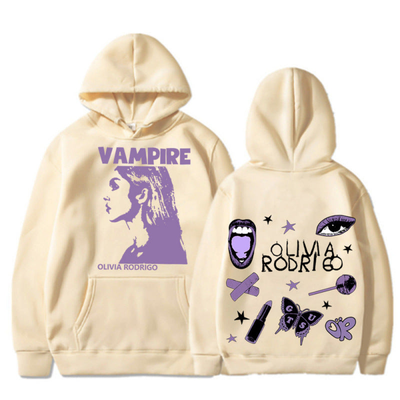 Damen Kapuzenpullover mit künstlerischem Vampir-Print und oversized Schnitt EB
