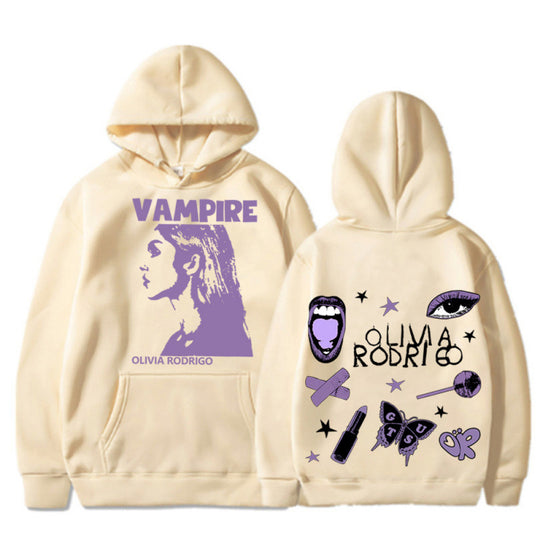Damen Kapuzenpullover mit künstlerischem Vampir-Print und oversized Schnitt EB