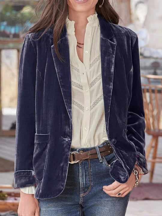 Damen Samt-Blazer mit klassischem Revers und soften Fall EB