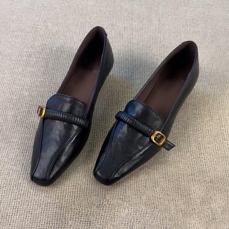 Damen Elegante Mokassins mit modischem Riemenverschluss und spitz zulaufendem Design EB