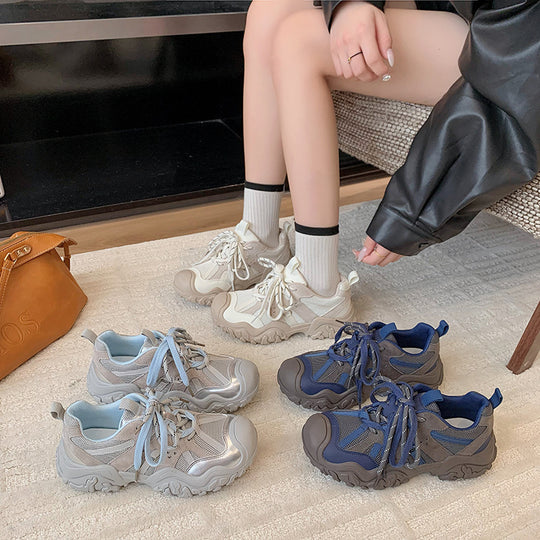 Damen Freizeit Sneakers mit atmungsaktiver Mesh-Oberfläche und robuster Gummisohle EB