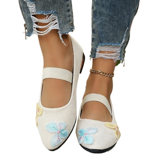 Damen elegante Ballerinas mit floralem Applikationsdesign EB