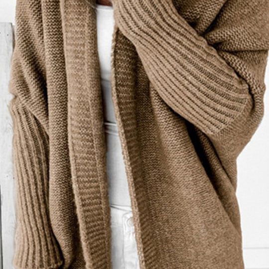 Damen Longline Kapuzen-Strickcardigan mit offener Front EB