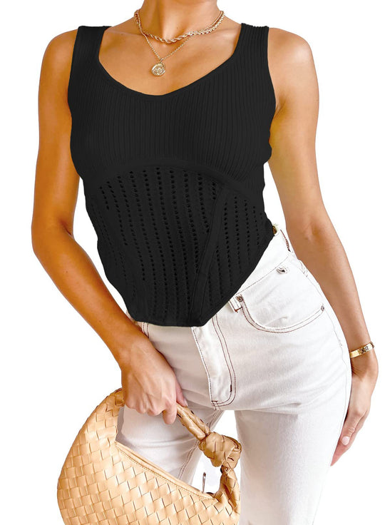 Damen Crop-Top mit strukturiertem Netzlook und hohem Schnitt EB