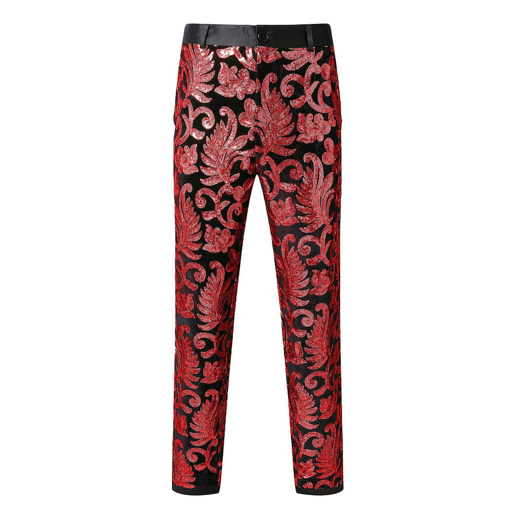 Herren Glitzernde Veranstaltungs-Hose mit floralem Muster EB