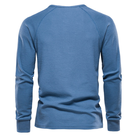Herren Langarm-Henley-Shirt mit strukturierter Oberfläche und modischer Knopfleiste EB
