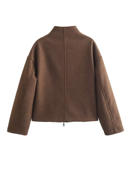 Damen zeitgenössische Übergangsjacke mit hochwertigem Stehkragen und durchgehendem Reißverschluss EB