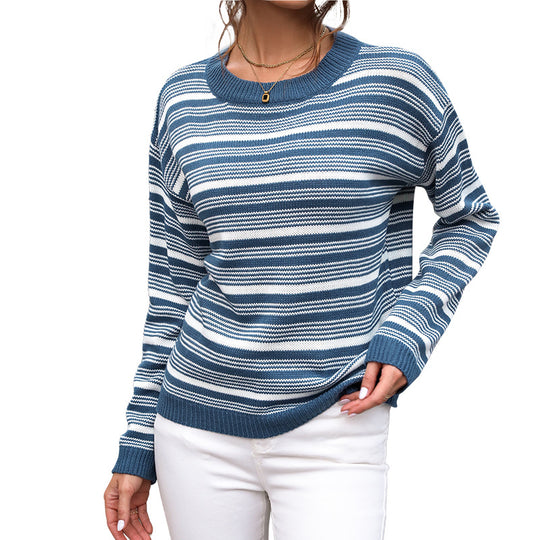 Damen lässiger Streifenpullover im modernen Schnitt EB