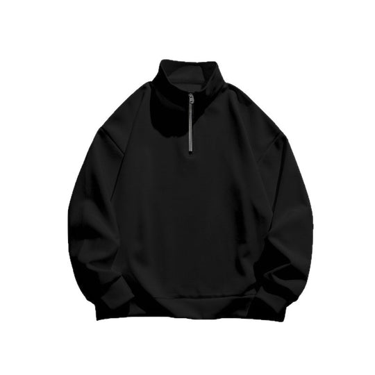 Unisex oversized Sweatshirt mit halbem Reißverschluss und Stehkragen aus weichem Baumwollmix EB
