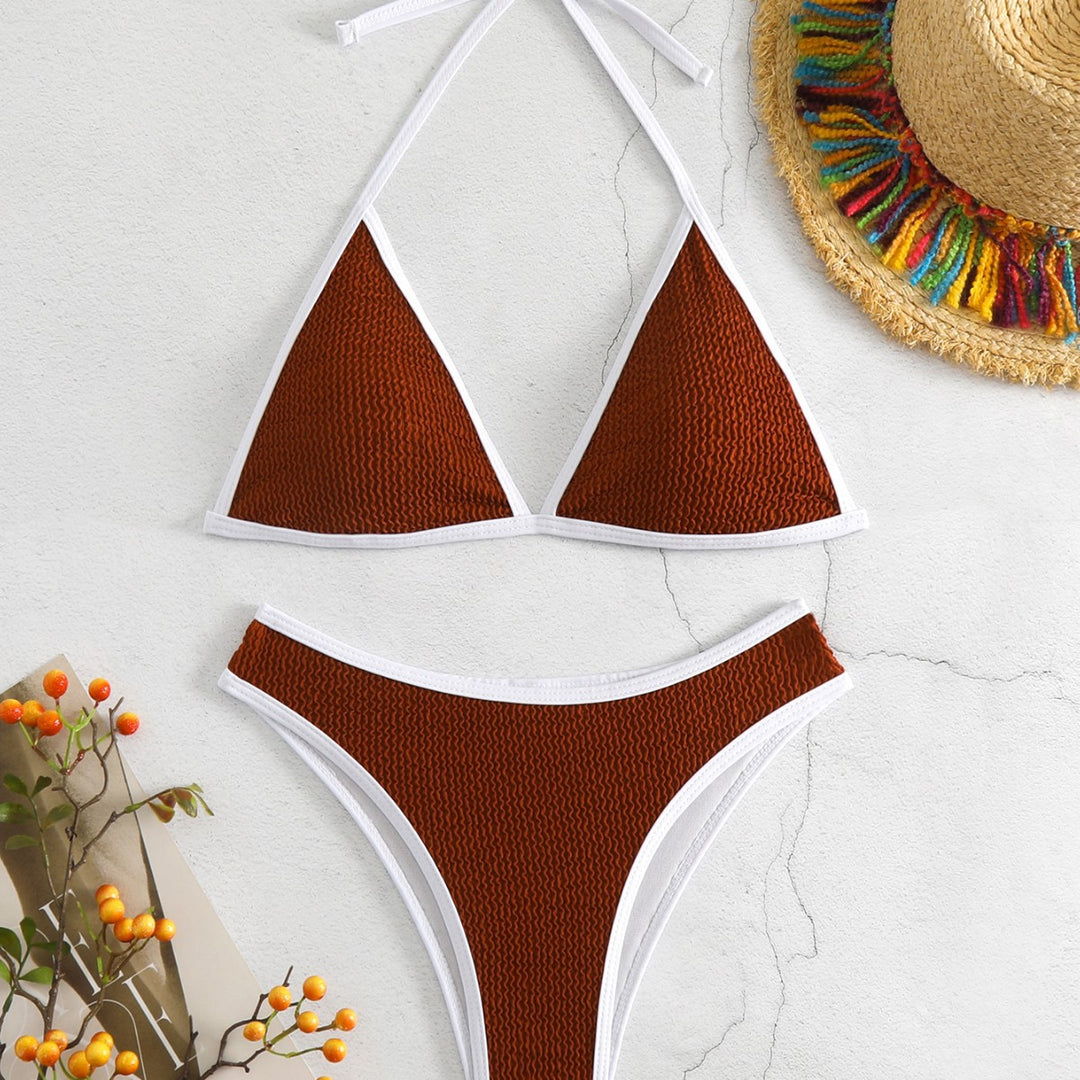 Damen Triangel-Bikini-Set mit kontrastierenden Borten EB