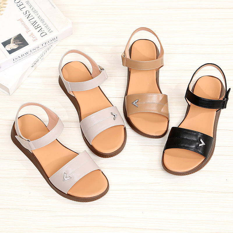 Damen Bequeme Riemchen-Sandaletten mit verstellbarem Fesselriemen und ergonomischer Sohle EB