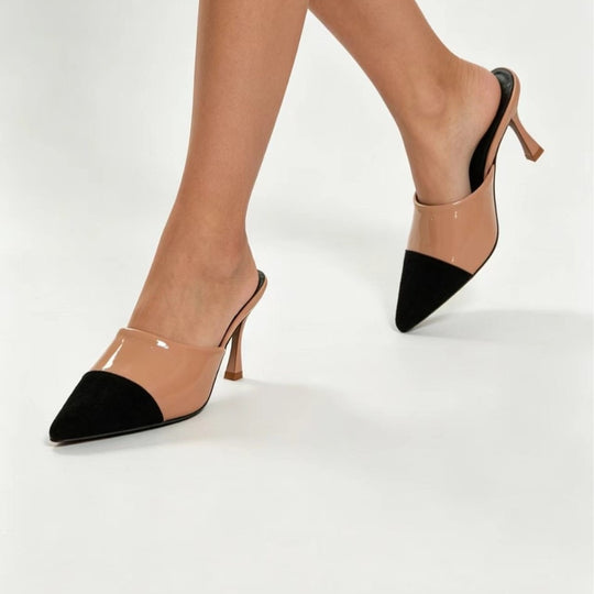 Damen Elegante Slingback High-Heels mit modischem Kontrast EB